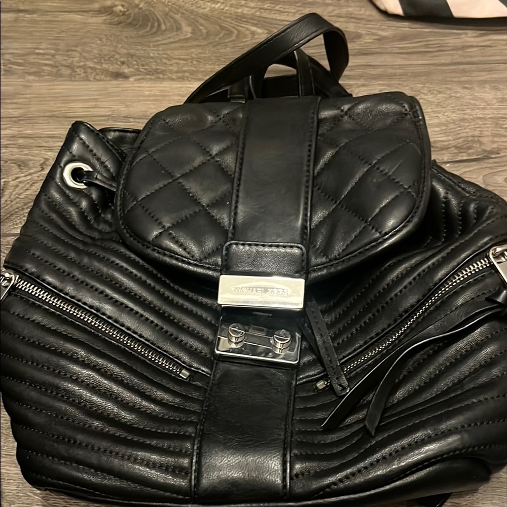 Michael Kors Black Quilted Leather Backpack
